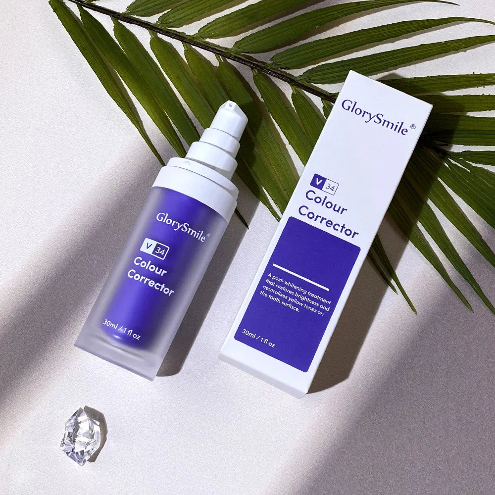 Sérum Correcteur de Couleur V34 Glorysmile – Dentifrice Violet Blanchissant & Menthe Fraîche